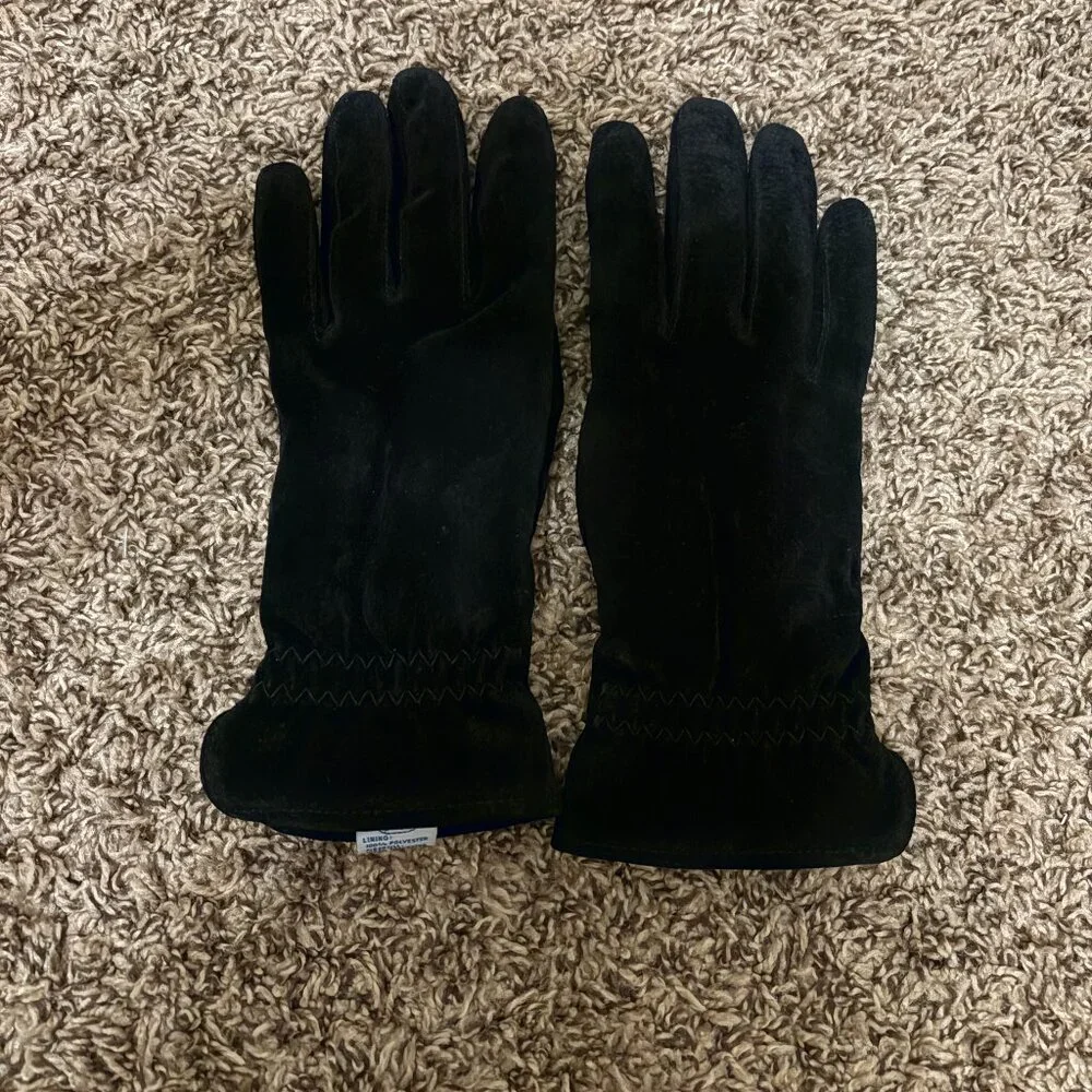Fownes Thinsulate Black Genuine Leather Suede Women's Gloves Size Medium Winter
